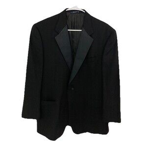 Men's VTG Burberrys Tuxedo Jacket Wool Super 100s Single Button Black Size 42S
